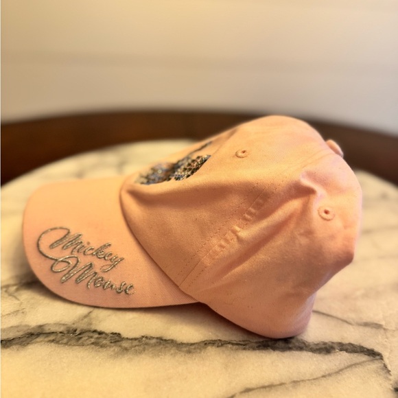 Disney Parks Pastel Pink Rhinestone Chevron Mickey Ball Cap – Adult Size - Picture 5 of 11